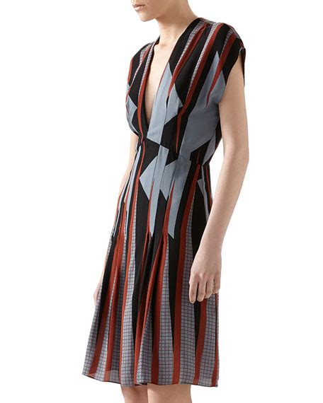 gucci triangle print silk dress|gucci jumpsuits for women.